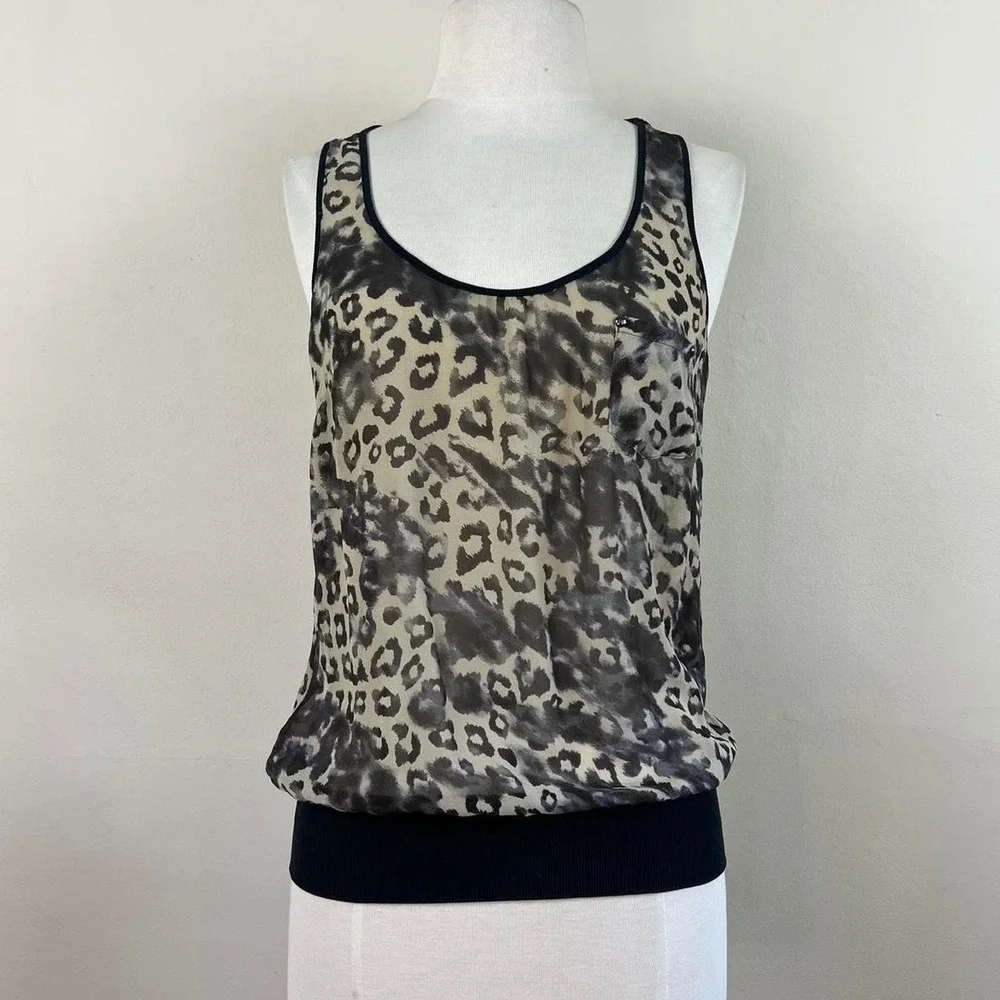 vintage y2k sheer animal print tank top guess marciano blouse racer back grail - Picture 2 of 8